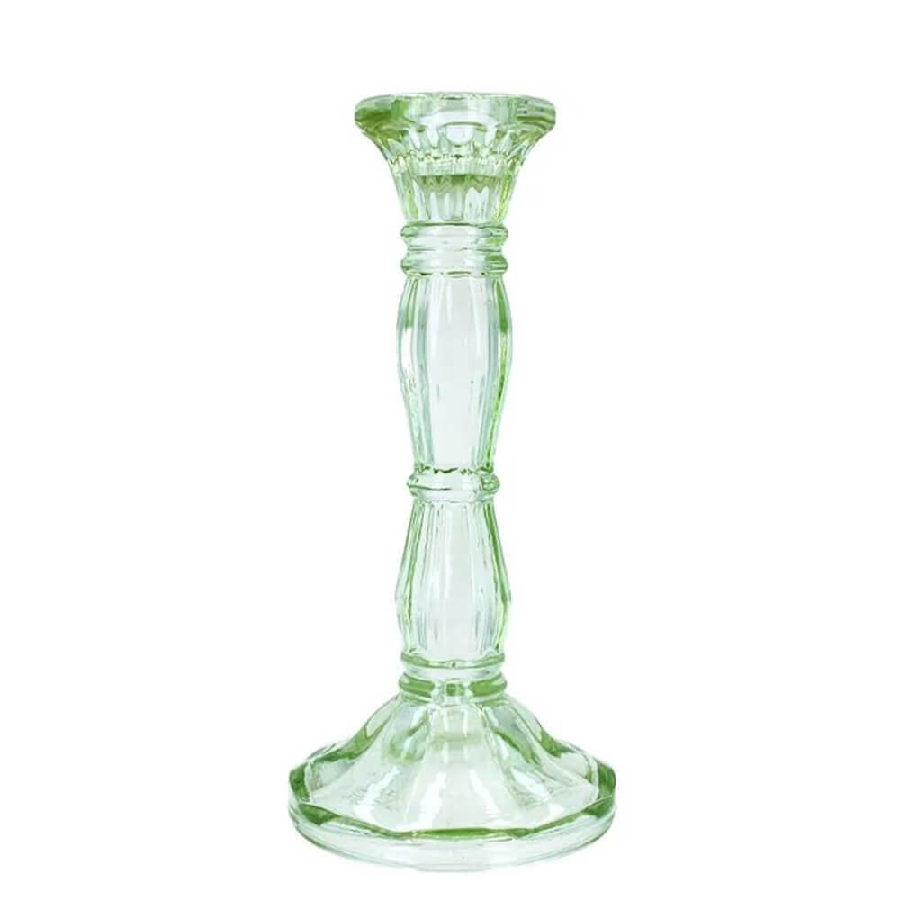 Gisela Graham Pastel Green Glass Candlestick Medium